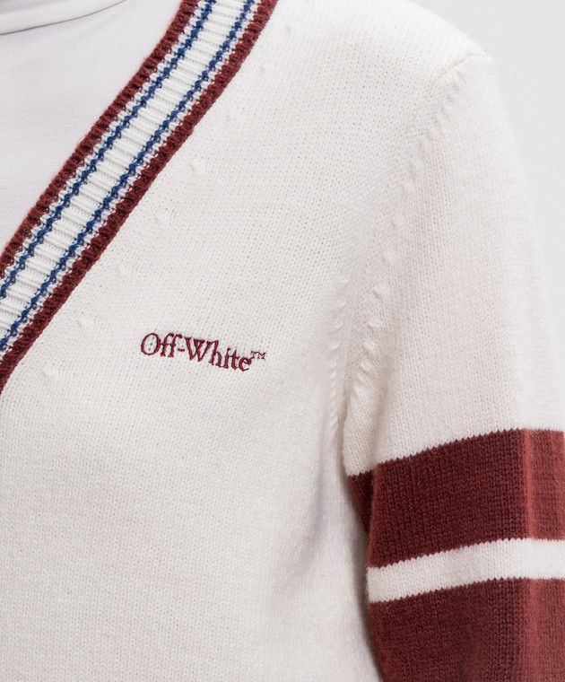 Off-White Кардиган кольору айворі з вовною 2FE00530T зображення 4