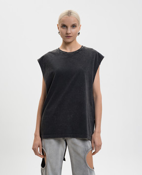 Off-White Сірий топ Butterfly з вінтажним ефектом 2AC019S26JER001