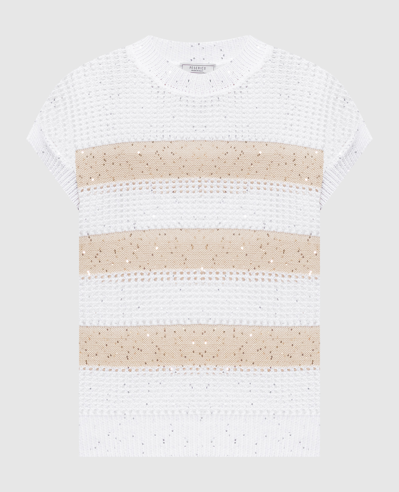 

Белый вязаный топ в полоску, Топы