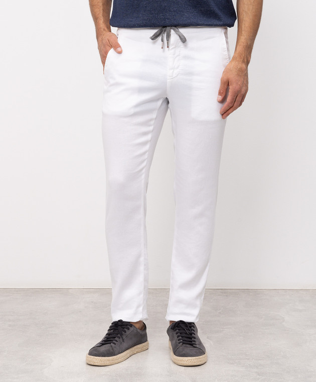 Marco Pescarolo Белые брюки с льном CARACCIOLO5302 изображение 3