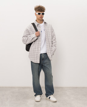 Off-White Серая куртка в стиле рубашки в клетку 44MES01FF26F001