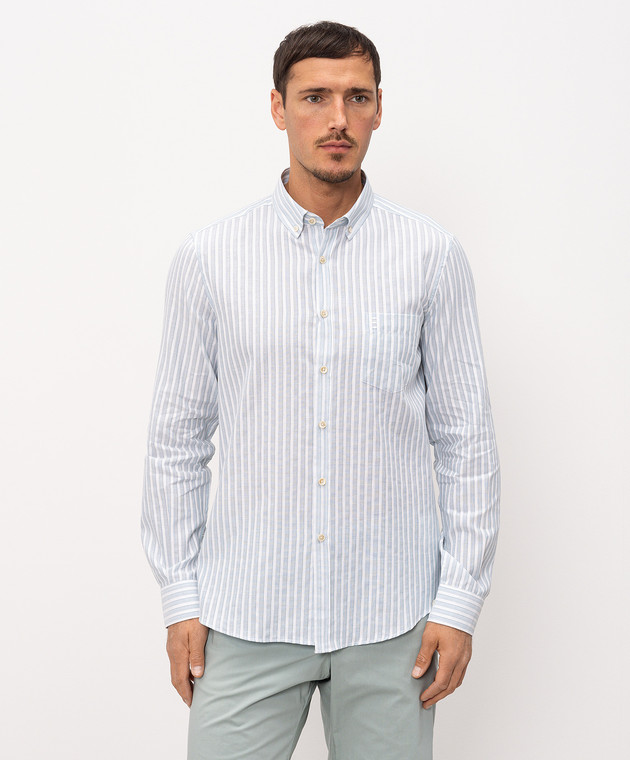 Florentino Рубашка с леном в полоску 126720611851 изображение 3