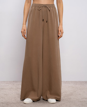 Max Mara Коричневые брюки GENERO из шелка MXMGENERO