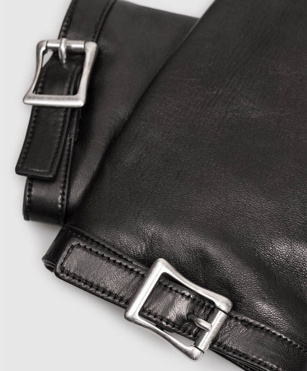 Ann Demeulemeester Черные кожаные перчатки Arly B0014384LT120 изображение 3
