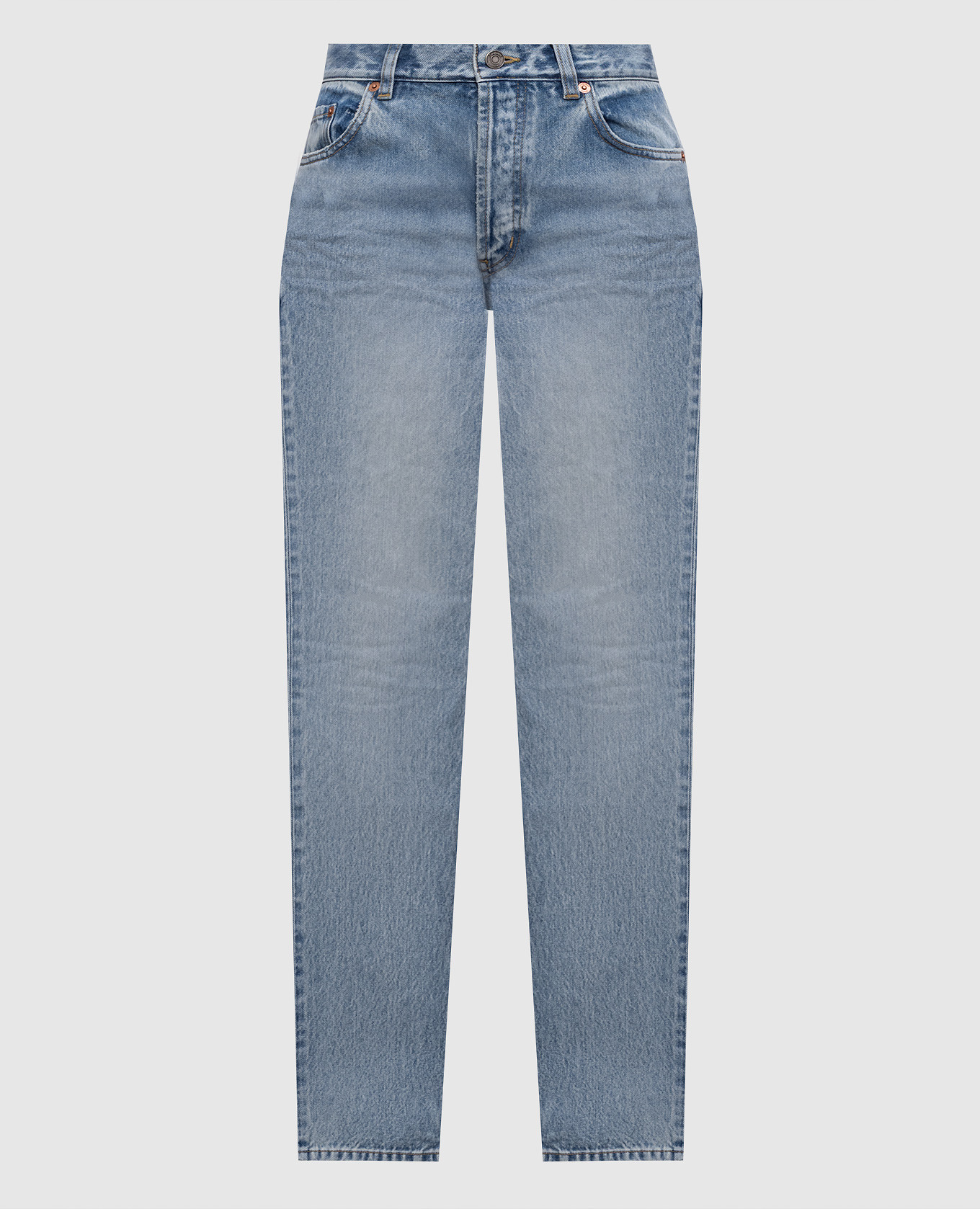 

Синие джинсы с логотип патч, Синий, Прямые джинсы