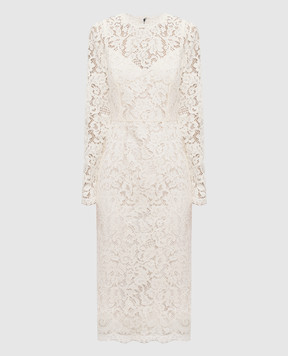 Dolce&Gabbana Сукня-футляр з мережива кольору айворі F6M0DTHLMTB