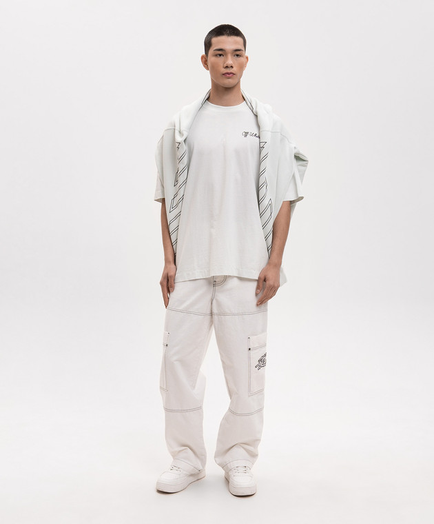 Off-White Зелена футболка з контрастним принтом логотипа 44MAA120S26J01D зображення 2
