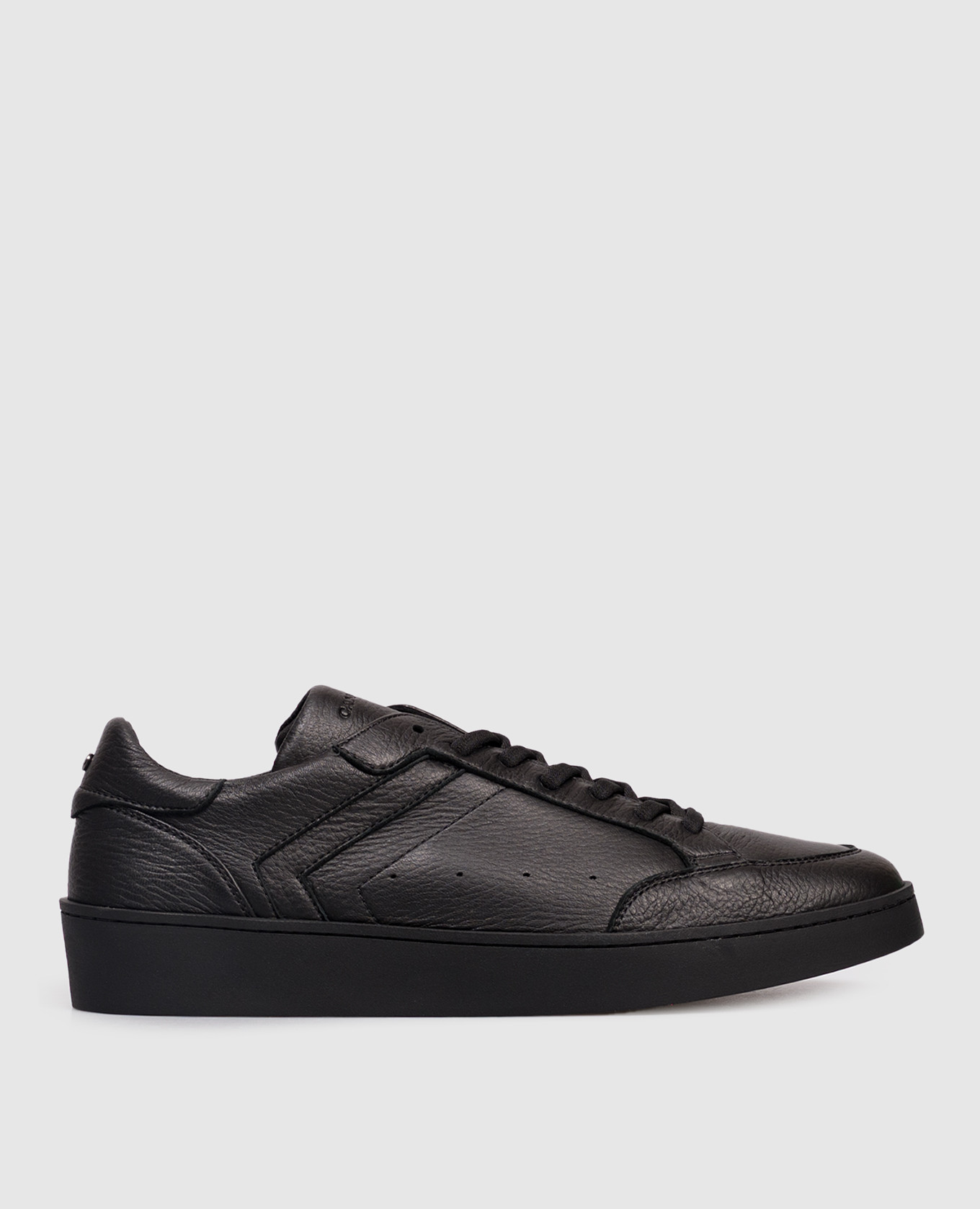 Black leather sneakers with logo Canali