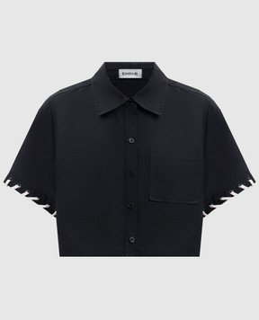 Simkhai Чорна укорочена сорочка з льоном 1262285SW