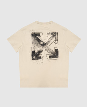 Off-White Дитяча футболка кольору хакі Spray Arrow 44BAA002F26J00E
