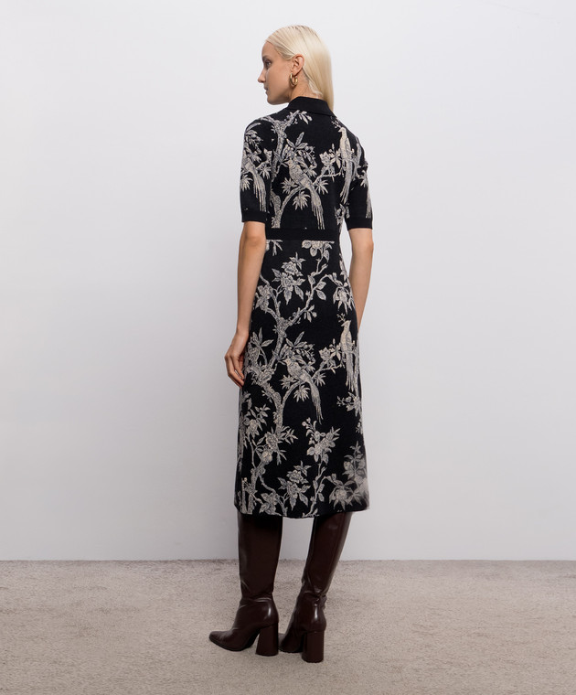 Etro Чорна сукня з вовною з флористичним візерунком WRKA0171AQ12V зображення 4