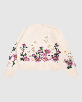 Dolce&Gabbana Дитячий бежевий кардиган з вовною в квіткову вишивку L5KWMFJGMB76