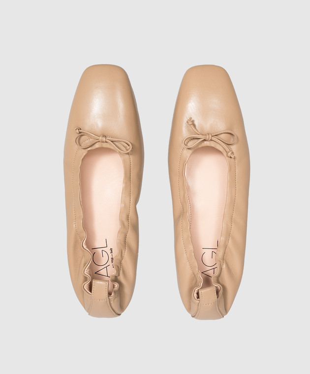 AGL Бежевые кожаные балетки MEMY MEMYBALLET изображение 4