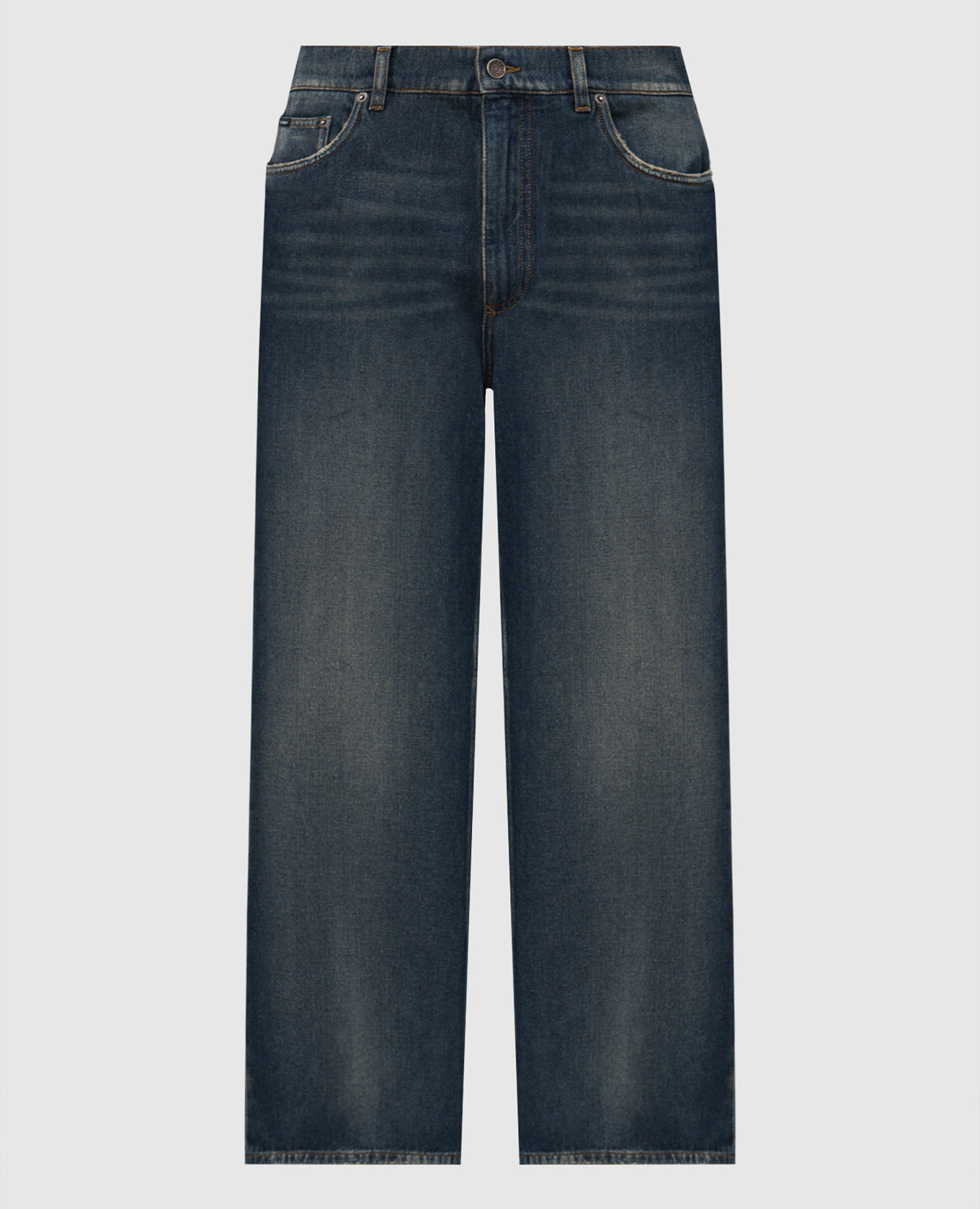 

Синие джинсы с логотип патч, Синий, Широкие джинсы