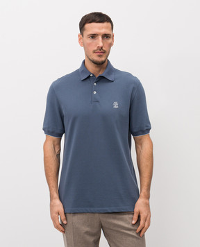Brunello Cucinelli Синее поло с эмблемой ME8548788