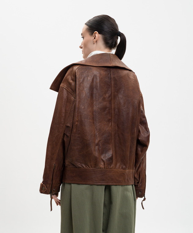 Balmain Коричневая кожаная куртка GF0TD230LE37 изображение 4