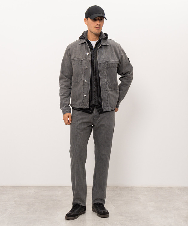 Stone Island Серый двусторонний кардиган из кашемира L2S155100067S0N21 изображение 2