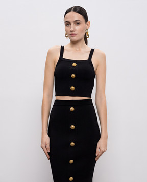 Balmain Черный топ с брендовыми заклепками GF1AA415KJ43
