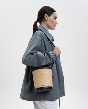 Jil Sander Бежевая плетеная сумка бакет-бег Cannolo J07ZH0059P8930