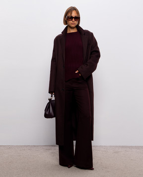 Victoria Beckham Бордовое пальто с шерстью 1326WCT007364C