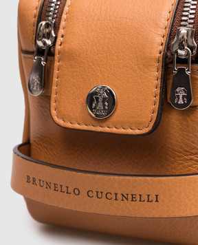 Brunello Cucinelli Коричневый кожаный несесер с тиснением логотипа MWTGBU334