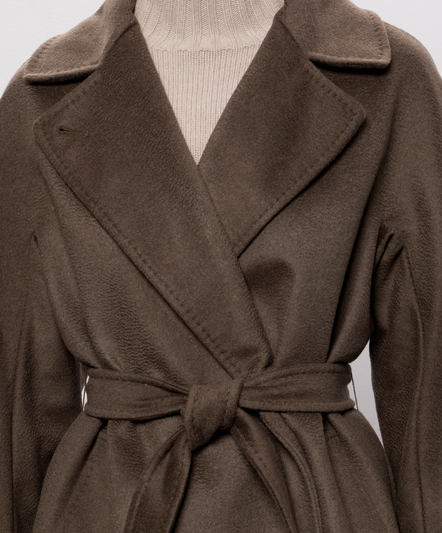Max Mara Weekend Коричневое двубортное пальто RESINA из шерсти WKDRESINA изображение 5