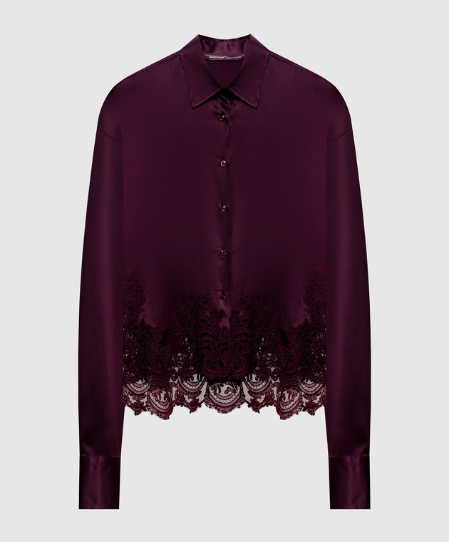 Ermanno Scervino Бордова блуза із шовку з мереживом D492K396APNXE