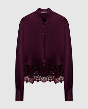 Ermanno Scervino Бордовая блуза из шелка с кружевом D492K396APNXE