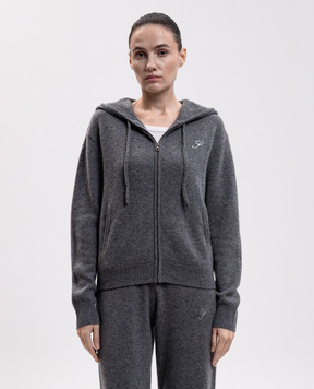 Sporty & Rich Серая спортивная куртка из кашемира и шерсти CA00282327GY34