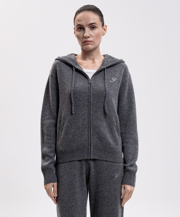 Sporty & Rich Серая спортивная куртка из кашемира и шерсти CA00282327GY34 изображение 3