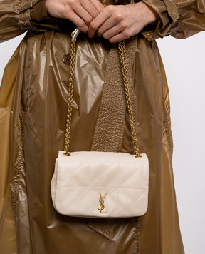 Saint Laurent Кожаная сумка кросс-боди JAMIE цвета айвори 766754AAB32