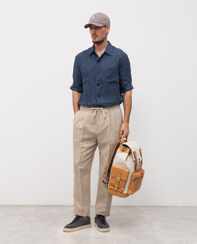 Brunello Cucinelli Синяя рубашка из льна MF6300619