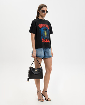 Balenciaga Чорна футболка з принтом логотипом 850990TUVD5