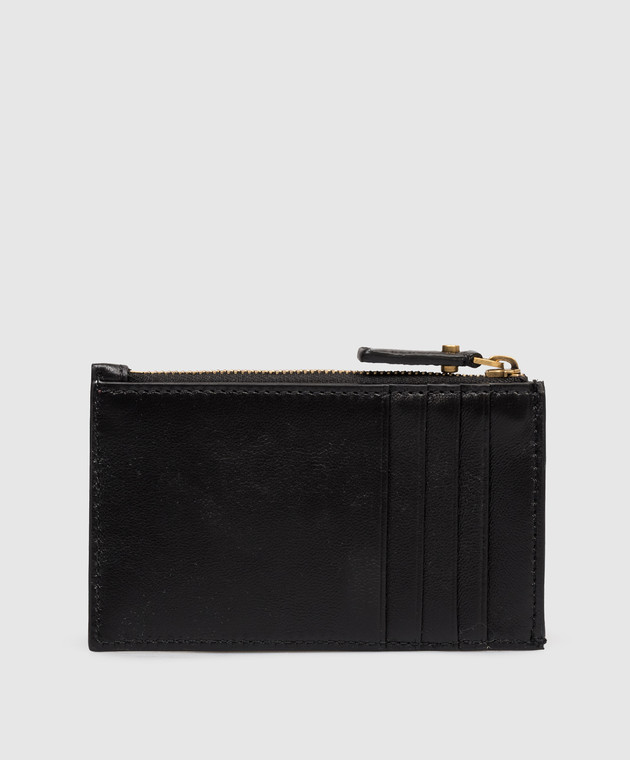 Versace Черный кожаный картхолдер с фактурной эмблемой 10241911A17449 изображение 2
