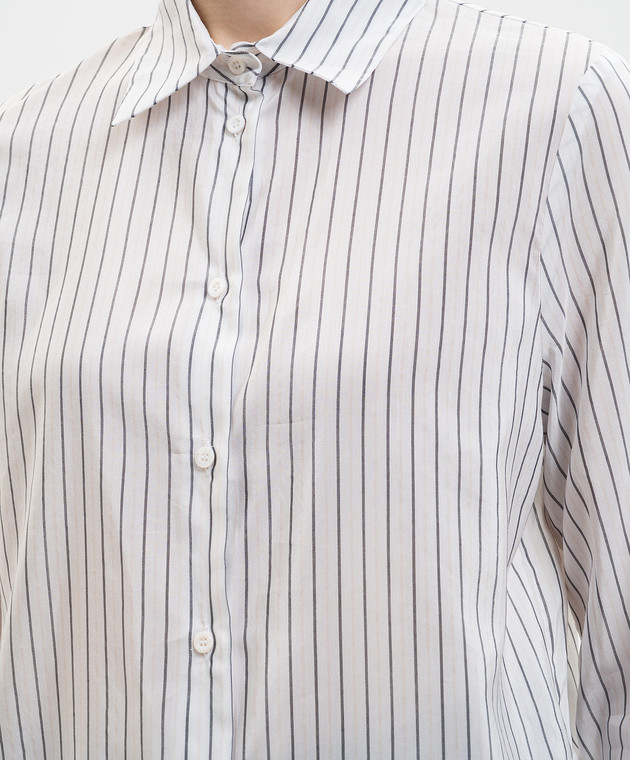 Peserico Біла сорочка в смужку з ланцюжком моніль S0606008334 зображення 5
