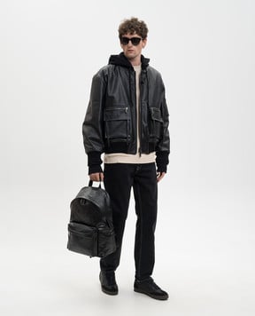 Off-White Черная кожаная куртка 44XJA13SS26L001