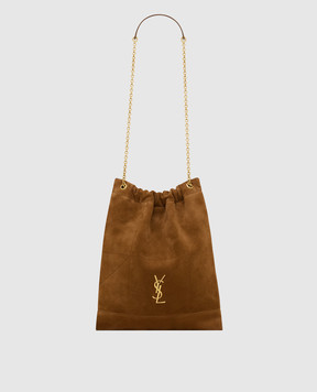 Saint Laurent Замшевая коричневая сумка-кисет JAMIE 7816661U8P7