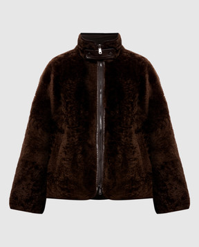 Brunello Cucinelli Коричнева двостороння куртка з хутром MPMBP7225