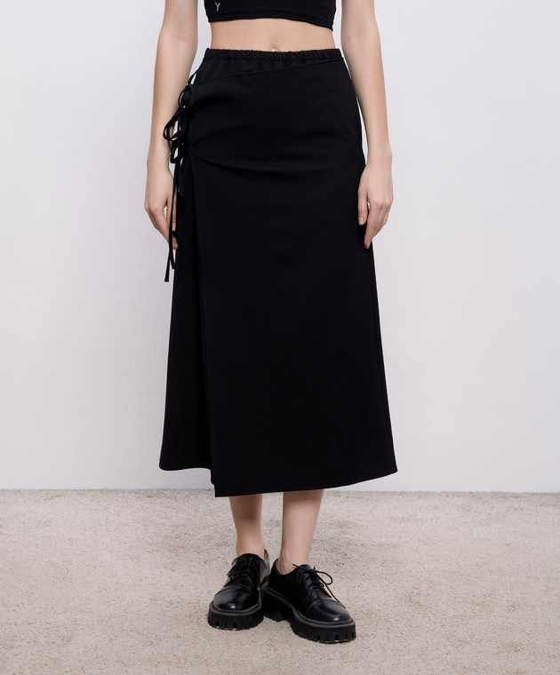 Y`S Yamamoto Чорна спідниця міді з вовни YKS40130 зображення 3