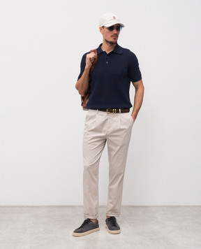 Brunello Cucinelli Синее поло с льном M2L707715