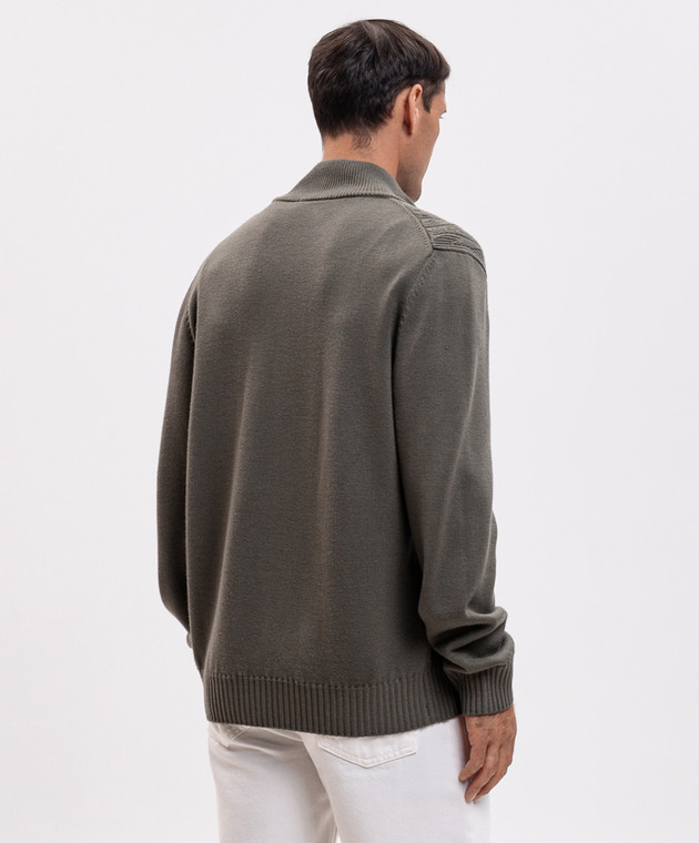 Canali Зеленый кардиган из шерсти в узор MK02550C1221 изображение 4