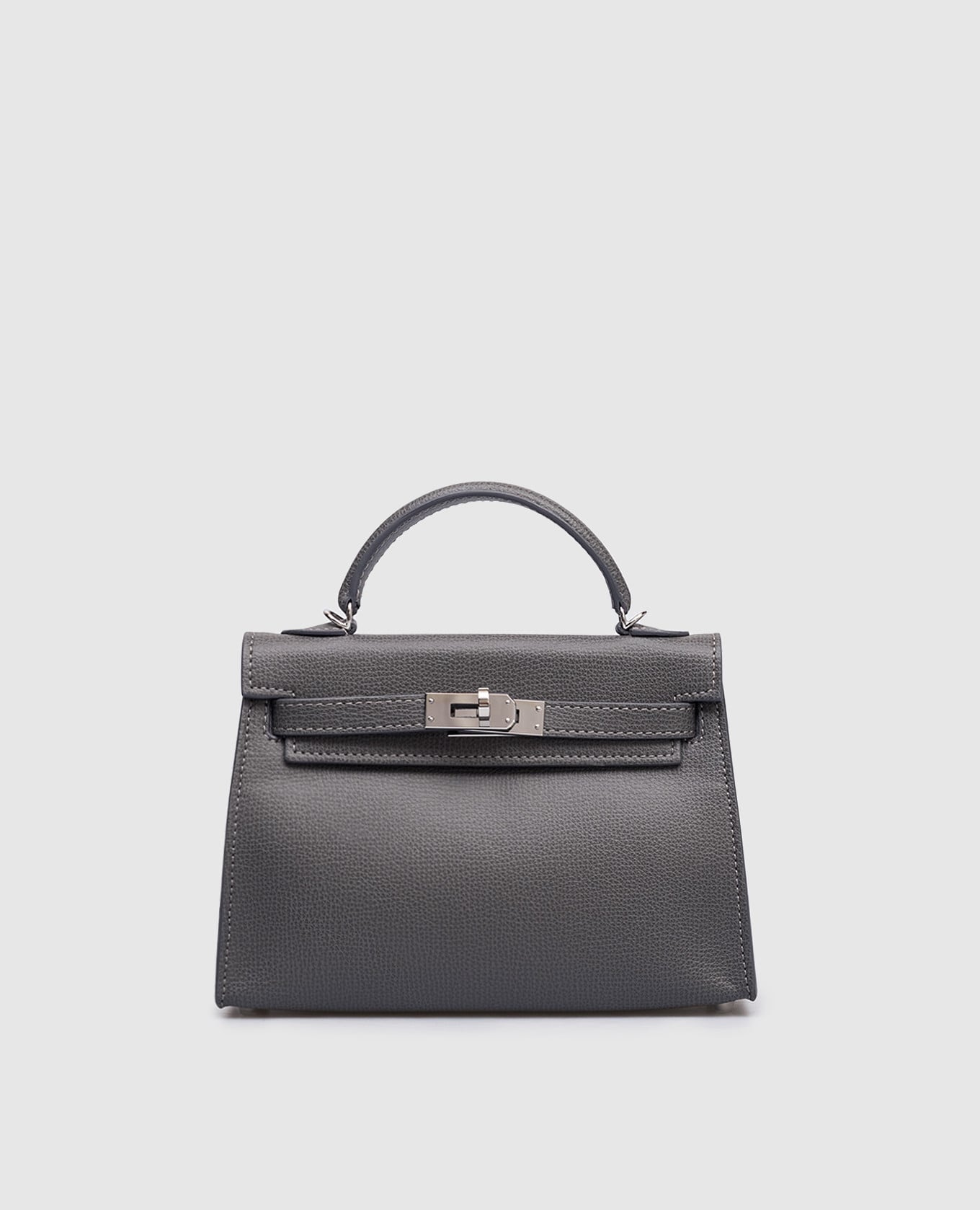 Серая сумка-сетчел из кожи