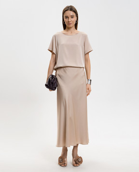 Allude Бежевая юбка миди из шелка 26284005