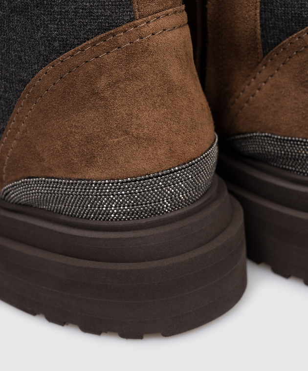 Brunello Cucinelli Замшевые коричневые ботинки с цепочкой мониль MZSFG3308P изображение 5