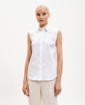 Brunello Cucinelli Белая рубашка без рукавов с отделкой на воротнике MP091MA616