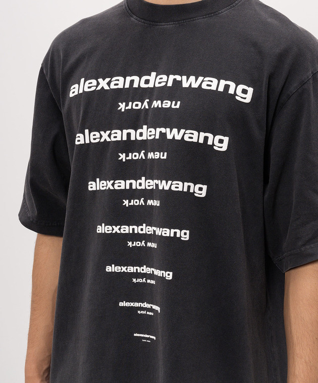 Alexander Wang Чорна футболка з контрастним принтом логотипа UCC3261924m зображення 5