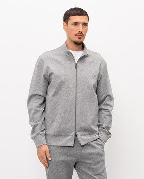 ISAIA Сіра меланжева спортивна куртка з вишивкою емблеми MFRI19J0300