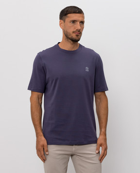 Brunello Cucinelli Фиолетовая футболка с принтом эмблемы M0B138440