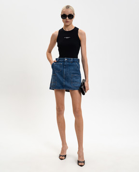 Givenchy Чорний топ в рубчик з логотипом BW70FNP7BR