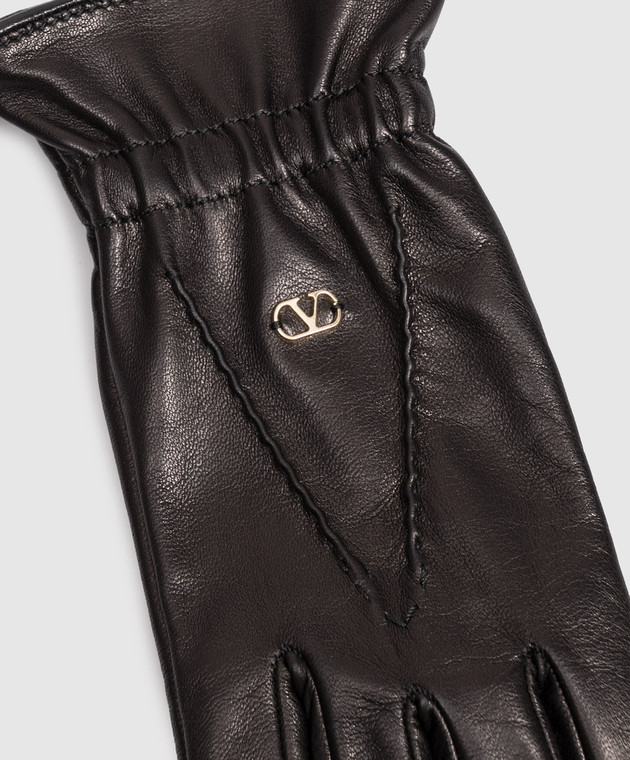 Valentino Черные кожаные перчатки 9W2GDA57CZV изображение 3